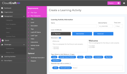 CloudCraft Learning Activity Wizard